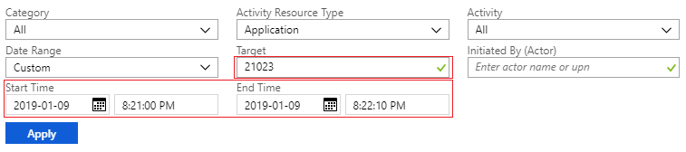 Audit log filters