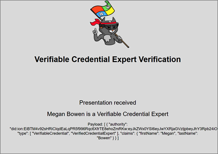 Screenshot that shows that a presentation was received.