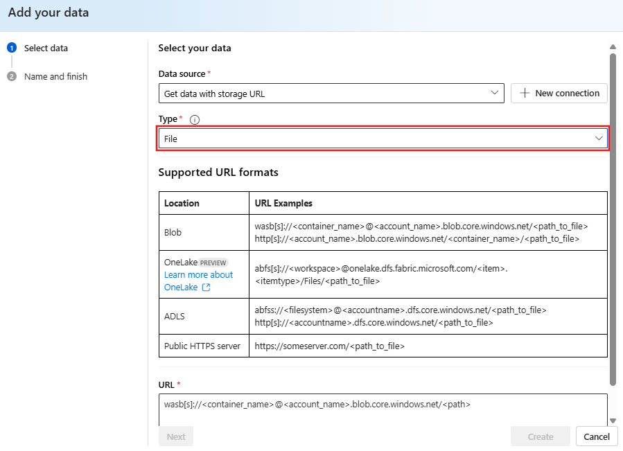 Screenshot of file URL format.