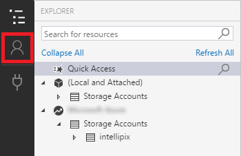 Managing accounts in Storage Explorer