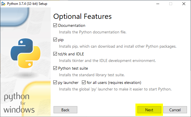 Python Windows Install dialog step 2