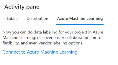 A screenshot showing the Azure Machine Learning connection button in Language Studio.