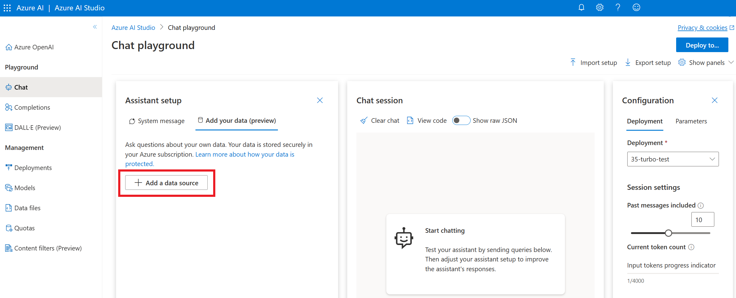 Introduction to the Azure OpenAI Playground