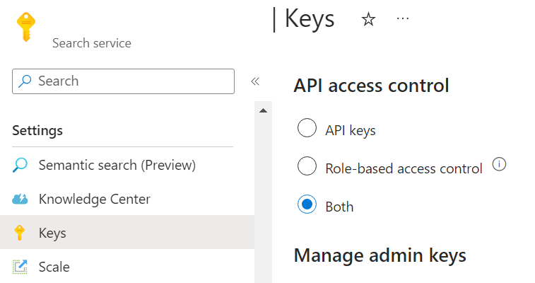 A screenshot showing the managed identity option for Azure AI search in the Azure portal.