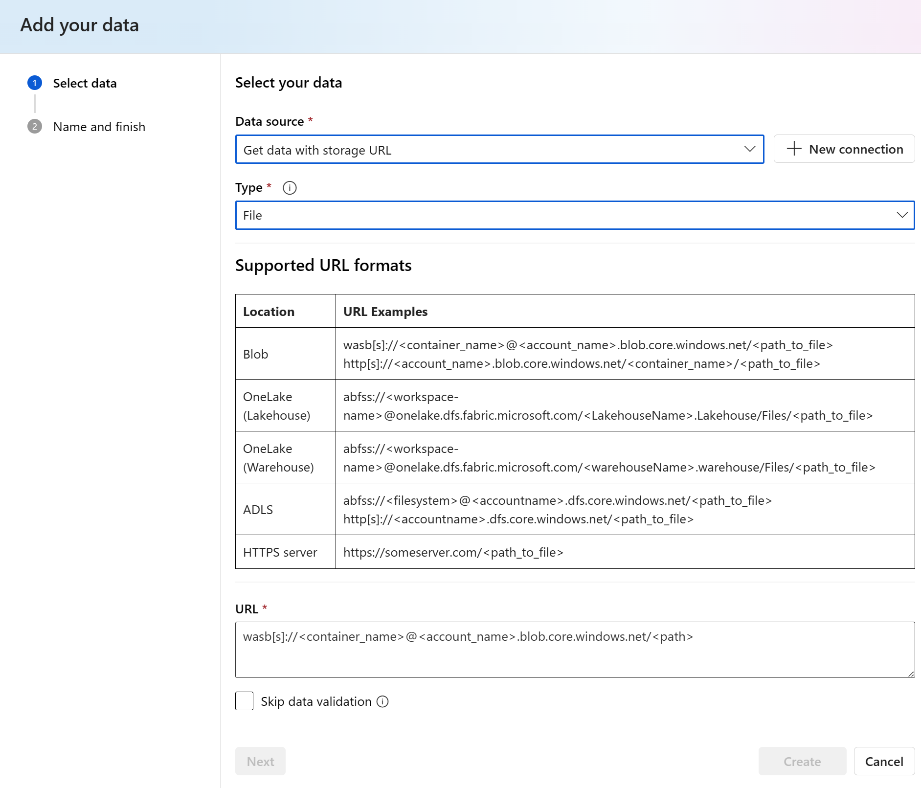 Screenshot of file URL format.