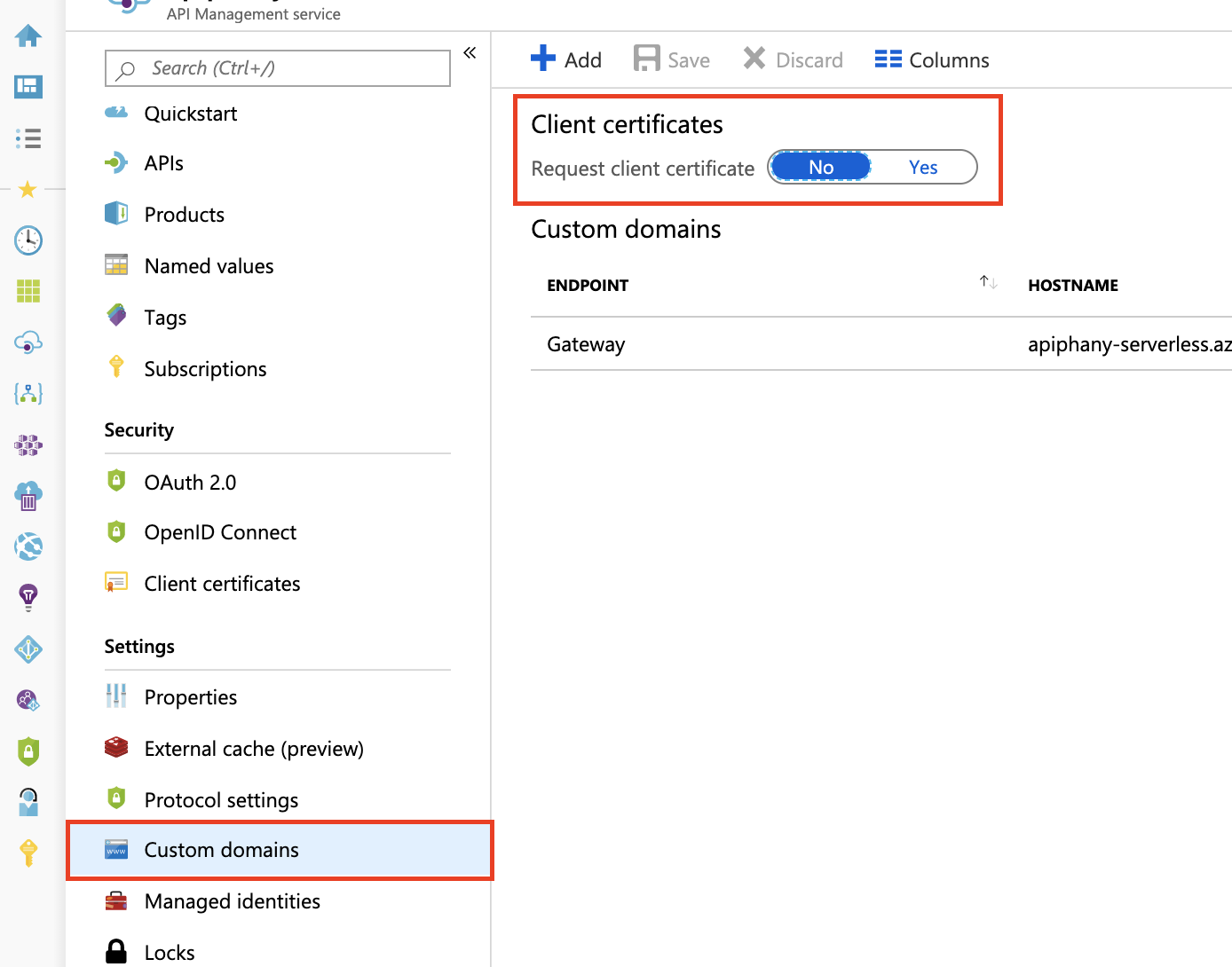 Secure APIs using client certificate authentication in API Management
