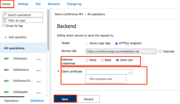 Secure API Management backend using client certificate authentication