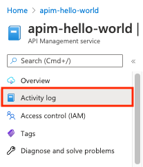 Screenshot of Activity log item in Monitoring menu in the portal.