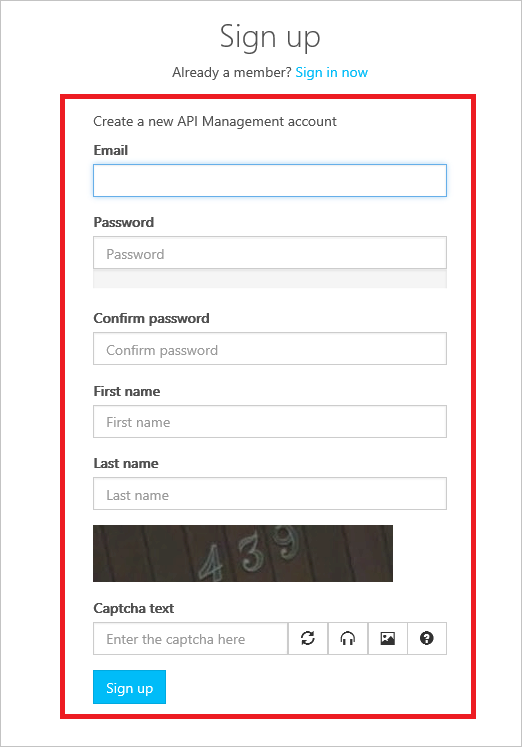 sign-up control