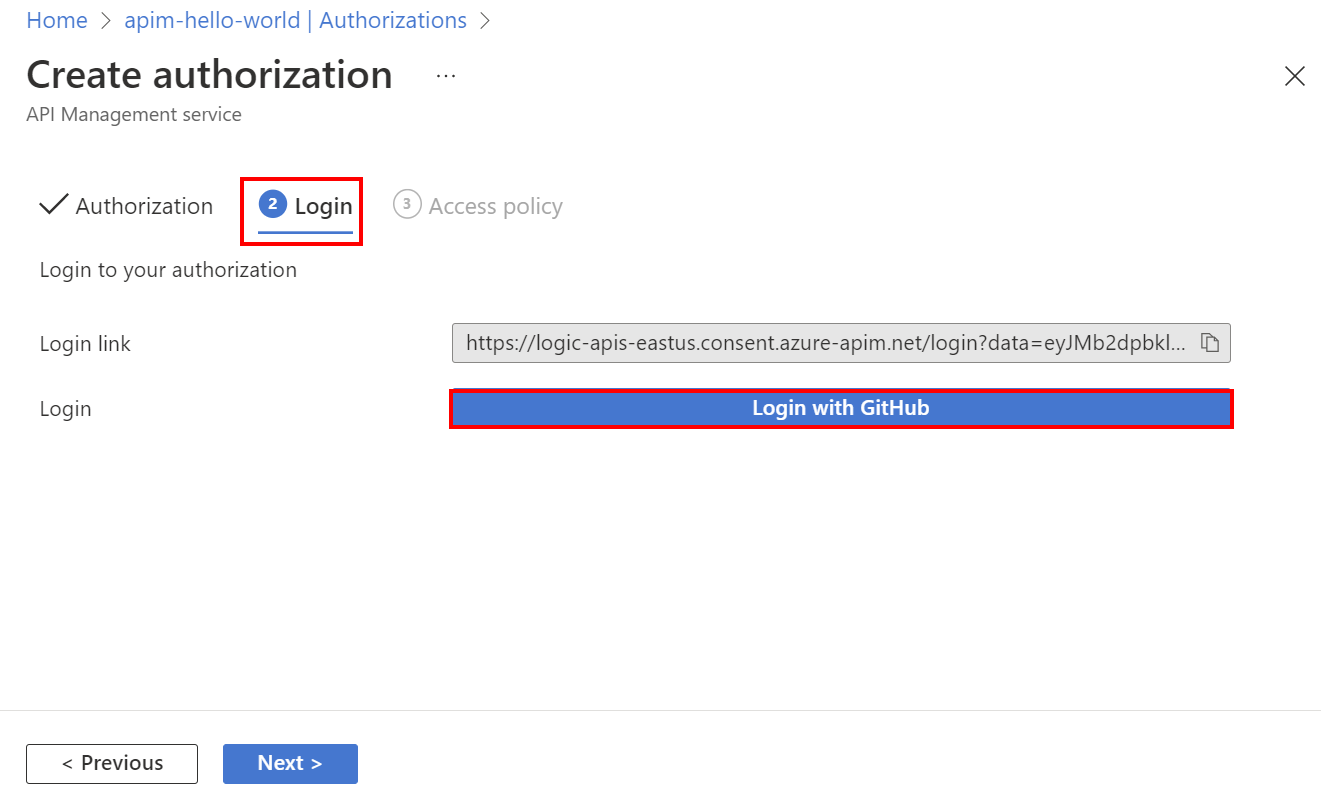 Screenshot of logging into the GitHub authorization from the portal.