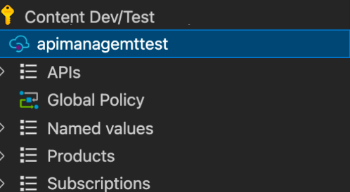Newly created API Management instance in VS Code API Management extension pane