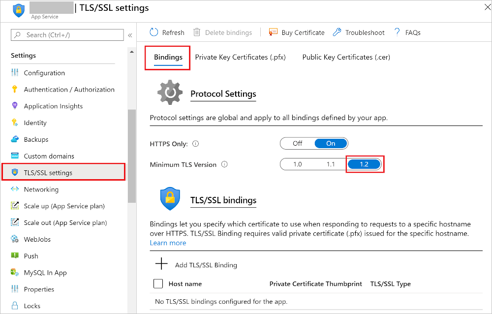 Enforce TLS 1.1 or 1.2