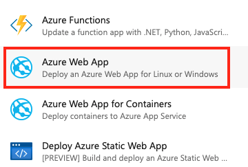 Screenshot of Azure web app task.