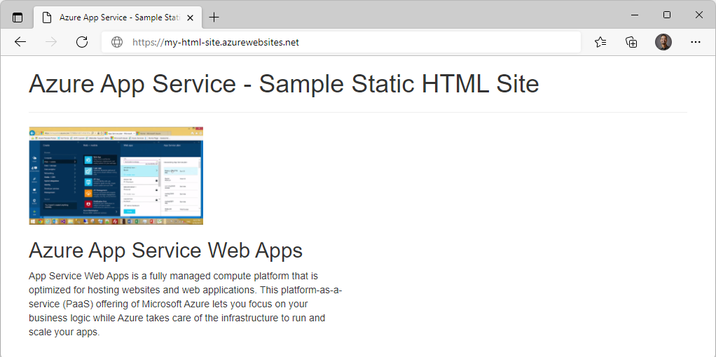 Sample app home page