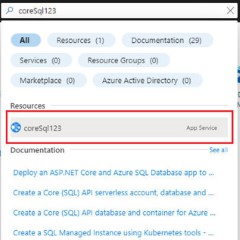 A screenshot showing how to locate the app service in the Azure portal.