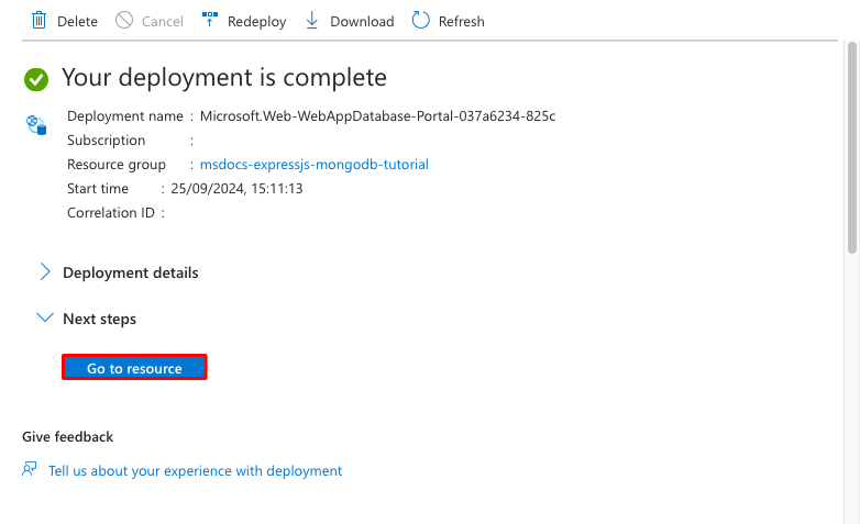 A screenshot showing the deployment process completed.