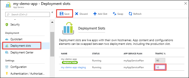 Setting a traffic percentage