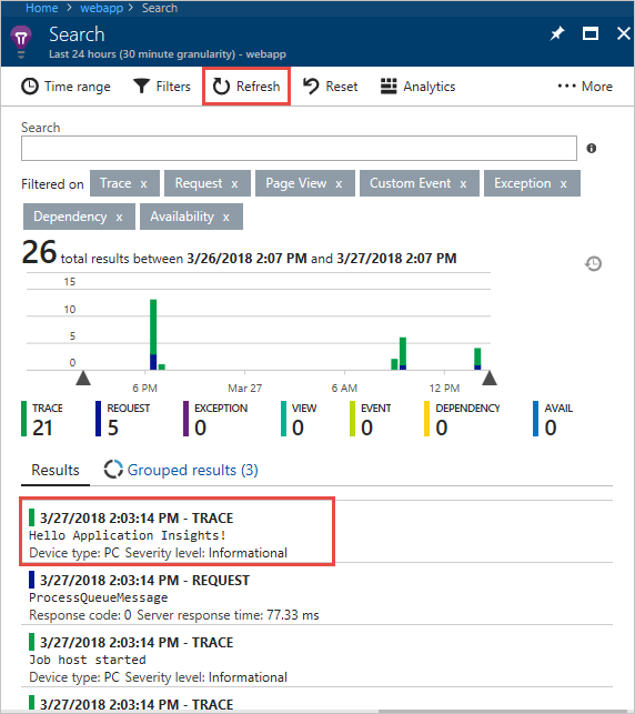 Logs in Application Insights