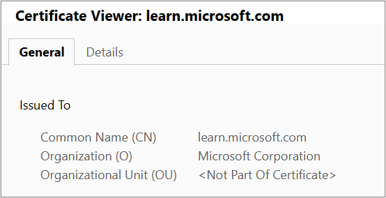 Screenshot that shows certificate details in a browser.
