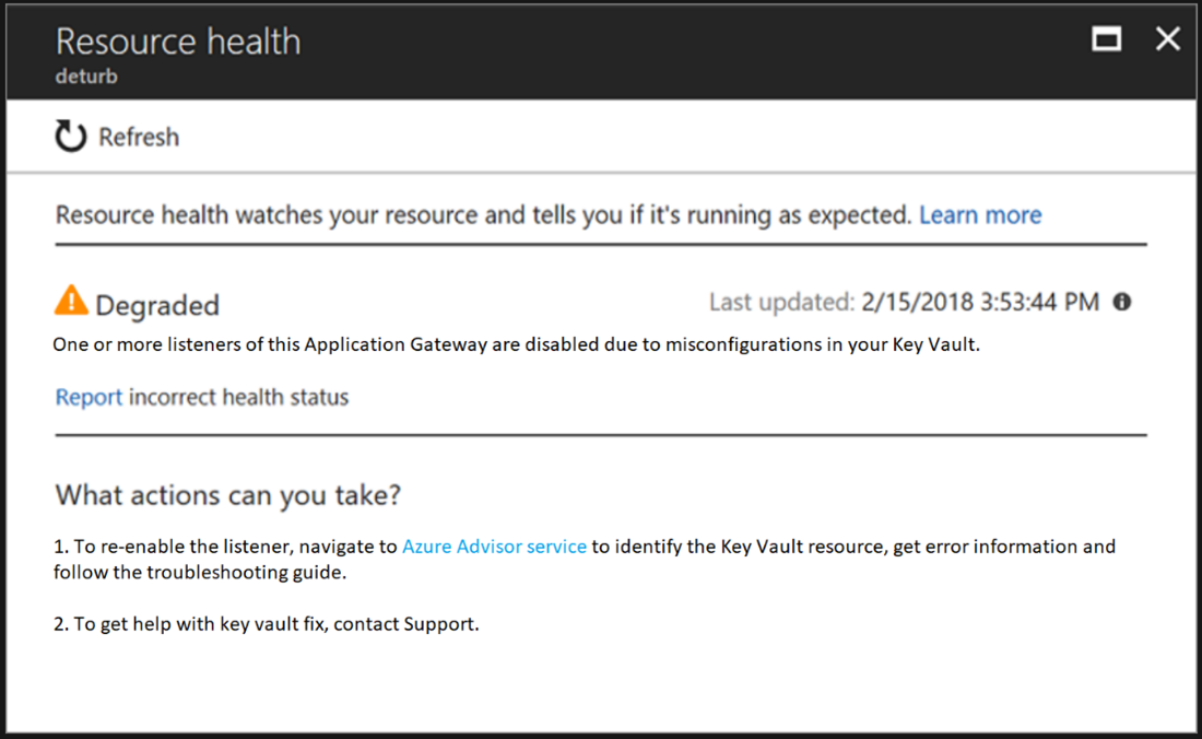 A screenshot of user-driven resource health.