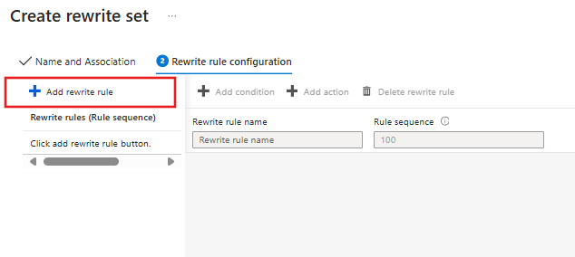 Screenshot that shows how to add a rewrite rule.