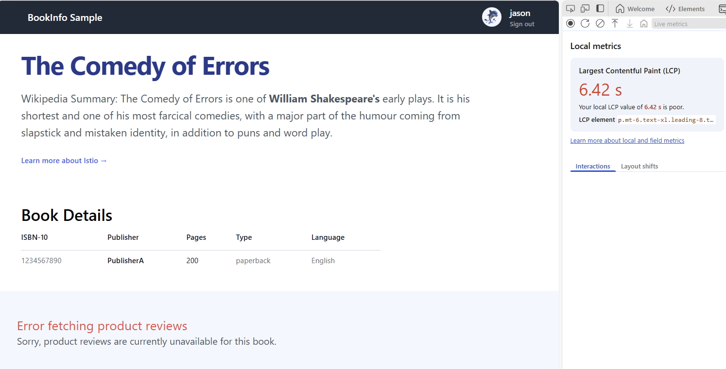 Screenshot of the error message indicating book reviews are currently unavailable.