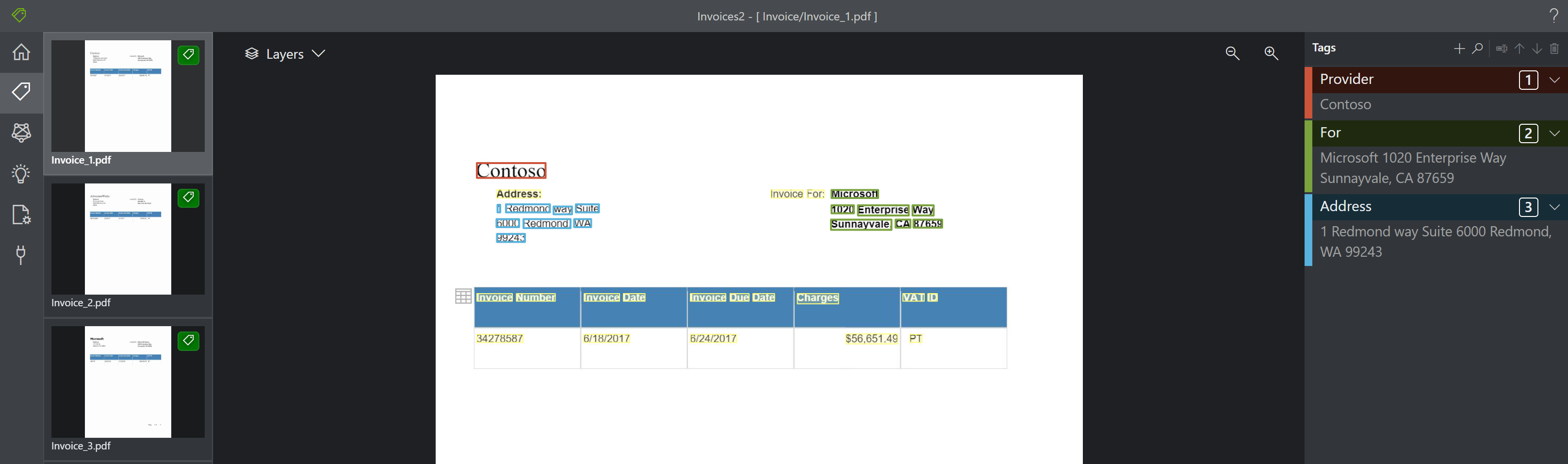 Screenshot of table visualization using the Sample Labeling tool.