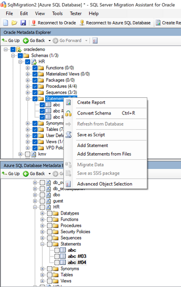 Screenshot of the SQL Server Migration Assistant (SSMA).