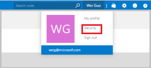 Click your name and then click security