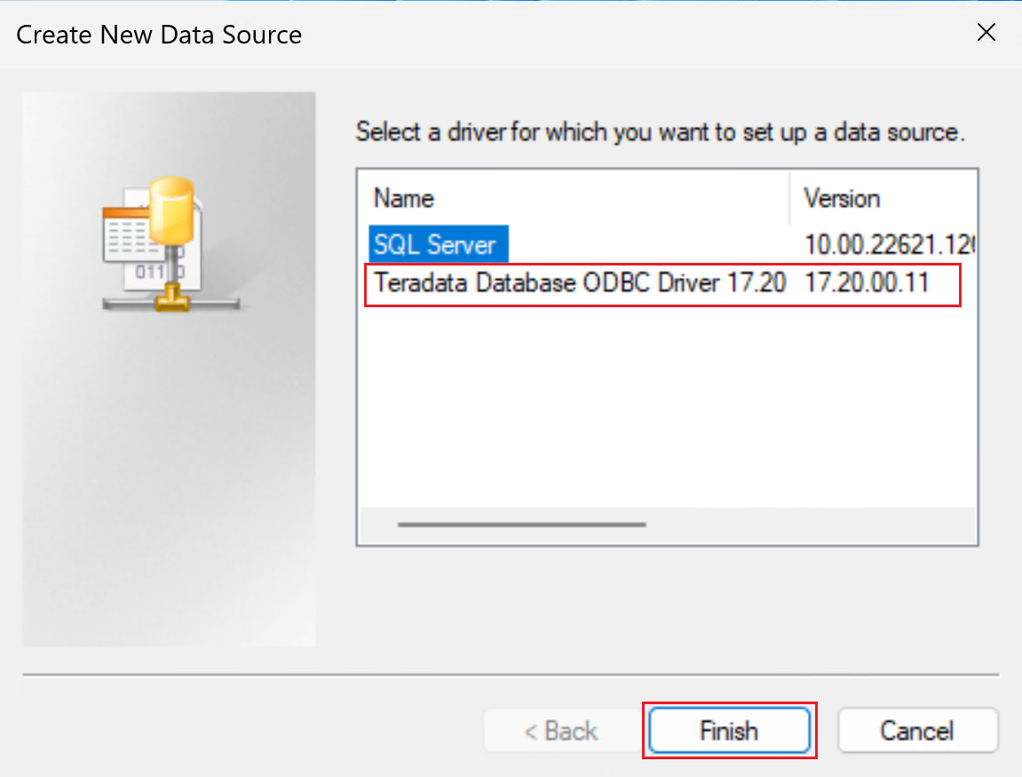 Screenshot that shows the steps for creating a data source.