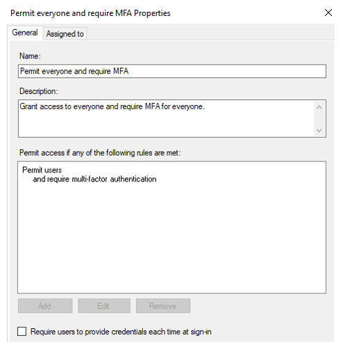 Screenshot that shows an example of an AD FS access control policy.