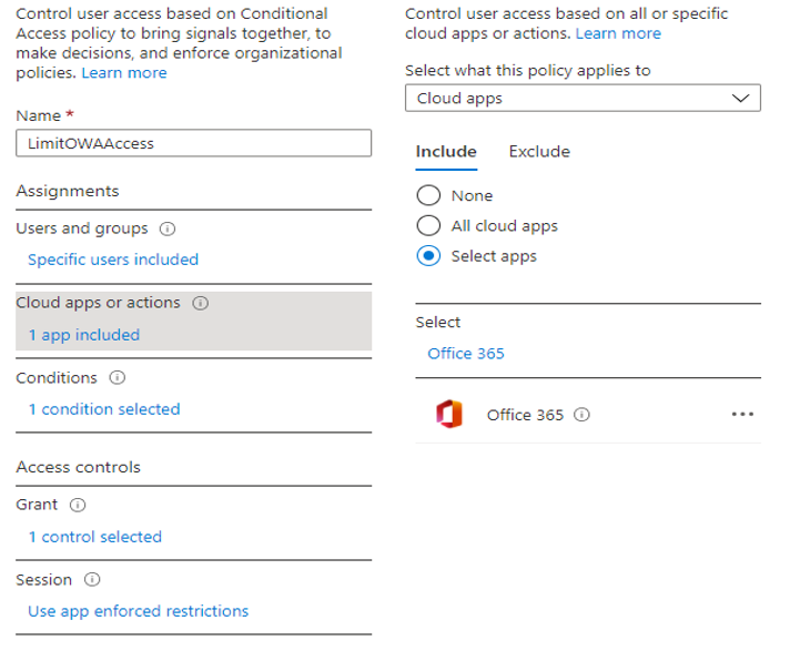 Screenshot that shows how to configure Office as a cloud application.