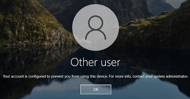 Screenshot that shows the Azure Virtual Desktop Azure A D Other User error in the Windows client.