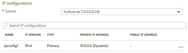 nic1 IP configurations settings