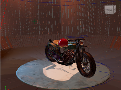 Animated image of a motorbike parked on an image of a skull.