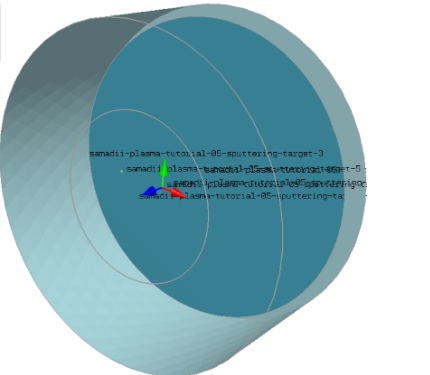 Screenshot that shows the sputtering target model.