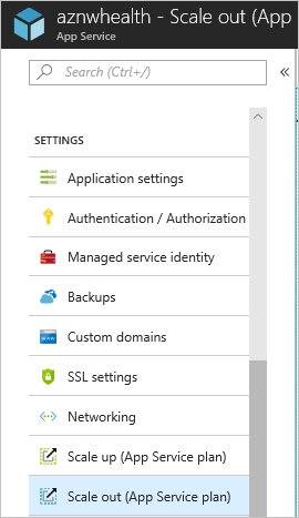 Screenshot that shows you how to scale out Azure App Service.