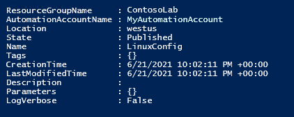 Output from Import-AzAutomationDscConfiguration command.
