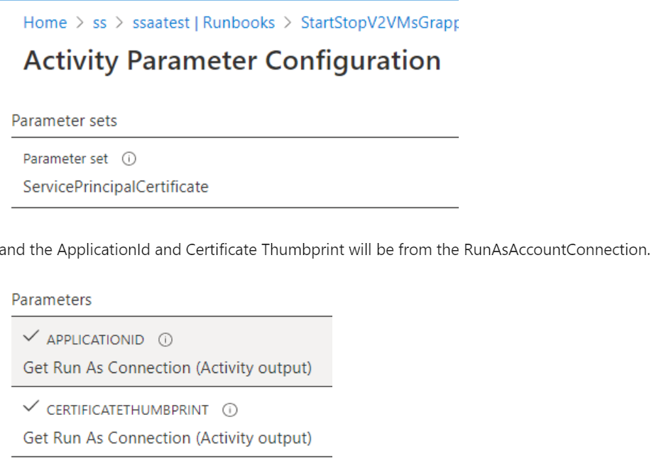 Screenshot that shows parameter sets.