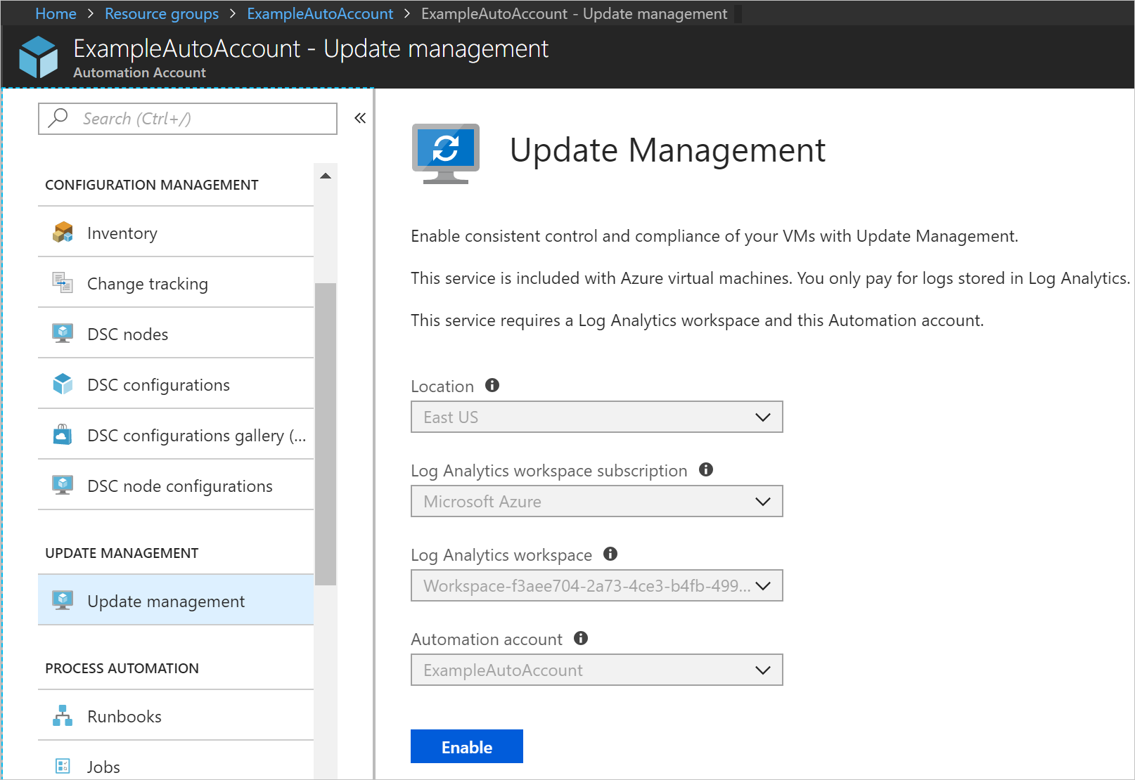Enable Update Management