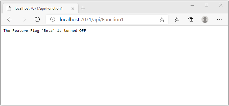 Quickstart Function feature flag disabled