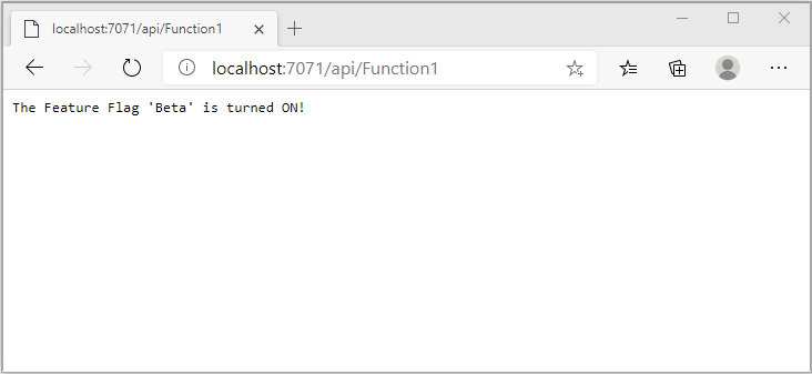 Quickstart Function feature flag enabled