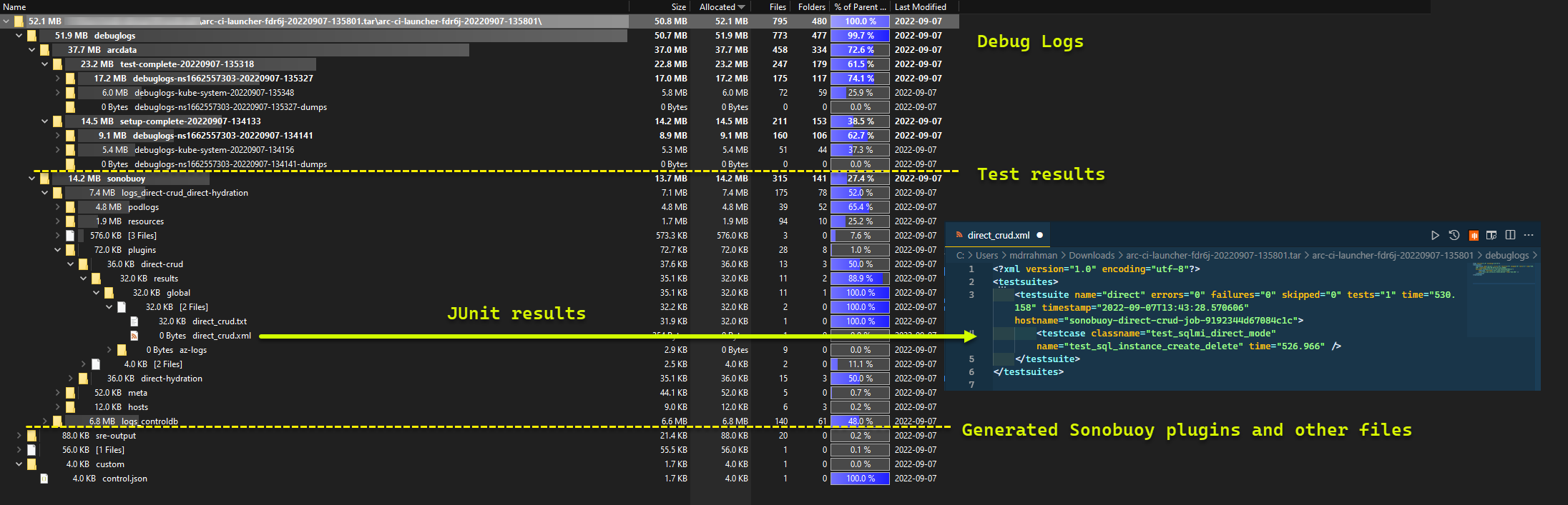 A screenshot of the launcher test results.