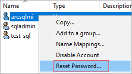 Screenshot of the control to reset the password for an Active Directory user account.