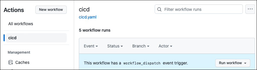 Screenshot showing the Run workflow option.