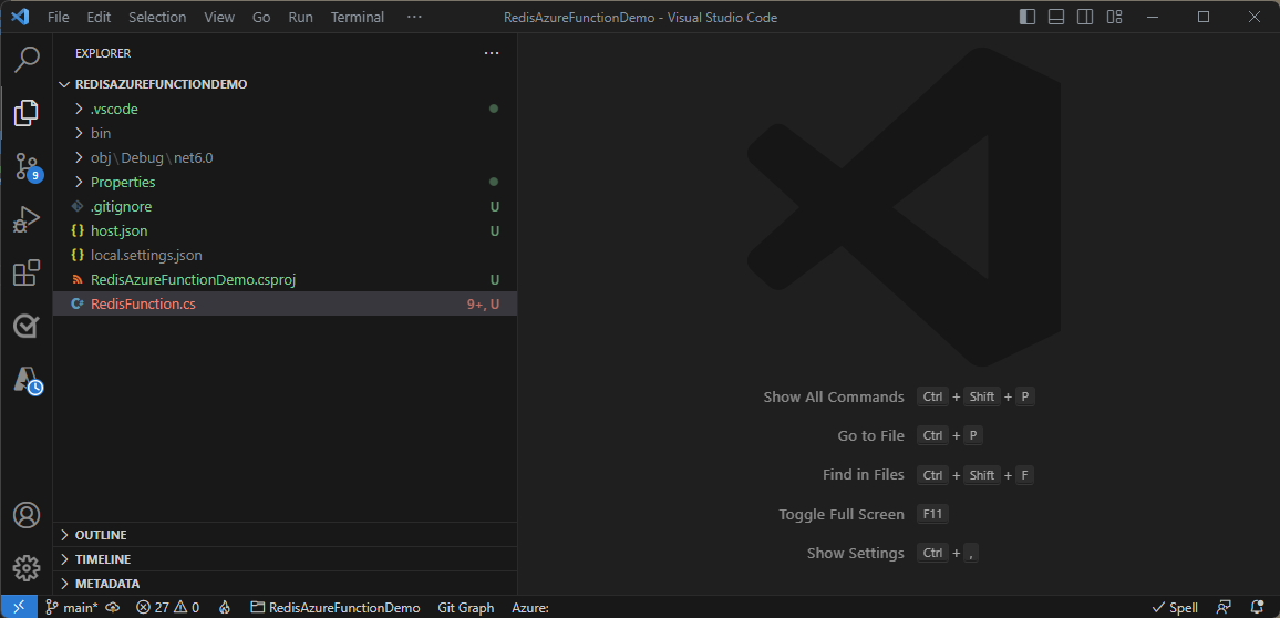 Screenshot of a workspace in VS Code.