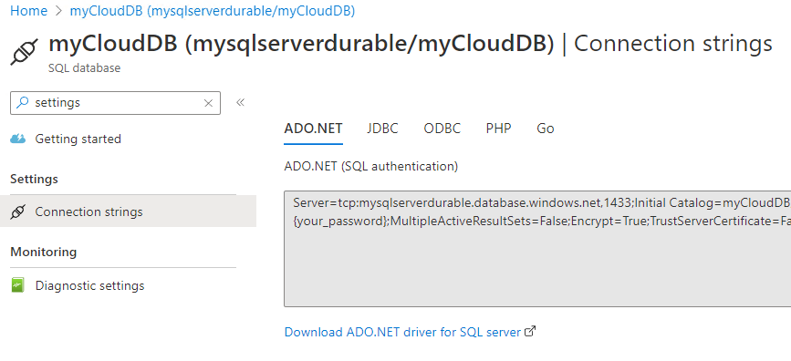 An Azure connection string as found in the portal