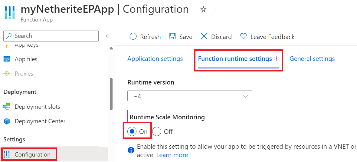 How to enable Runtime Scale Monitoring in the portal.