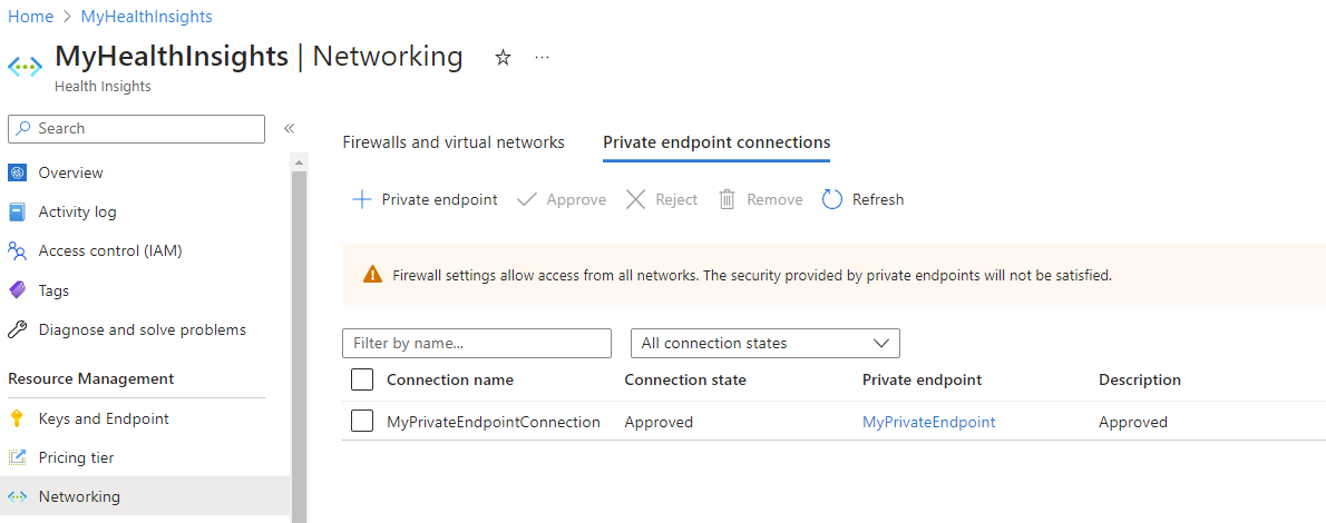 Screenshot of Private Endpoint.