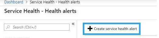 Screenshot of create health service alert.